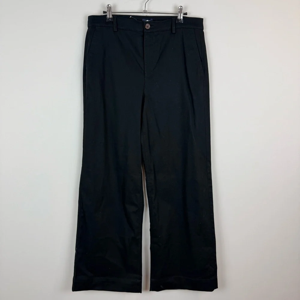 NWT J. Crew Wide Leg Chino Pant Black Sz 10